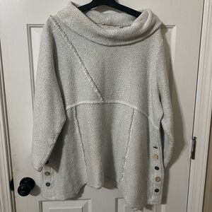 Soft Surroundings Womens 2X Grey Knit Asymmetric Sweater Cottagecore Craftcore